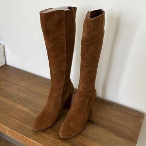 Stuart Weitzman LIVIA 80. Coffee Color. Elastic shaft worn once. W/box & dustbag